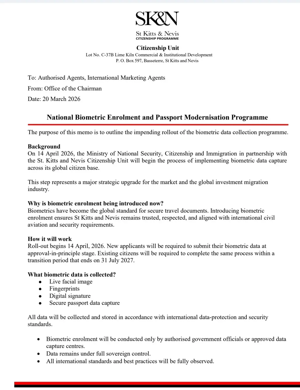 圣基茨突发新规:逾期未采集生物识别,护照旅行功能将失效